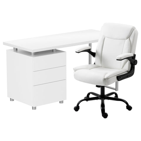 Artiss Computer Desk Executive Sets White Office Chairs