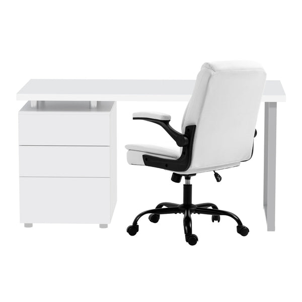 Artiss Computer Desk Executive Sets White Office Chairs