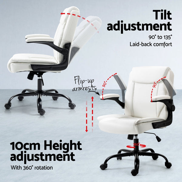 Artiss Computer Desk Executive Sets White Office Chairs