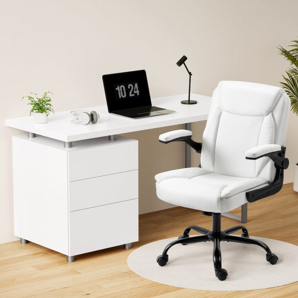Artiss Computer Desk Executive Sets White Office Chairs