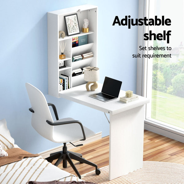 Particle Board Home Office Desk Foldable Wall Mounted Bookshelf White Home Office Desks
