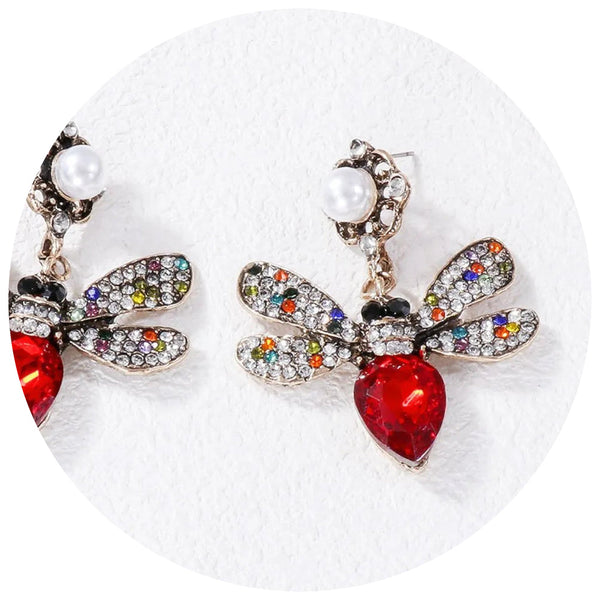 Veile Studios Natural Stone Bee Dangle Earrings