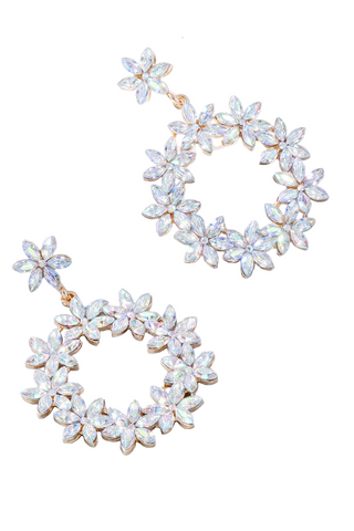 Rhinestone Flower Dangle Earrings