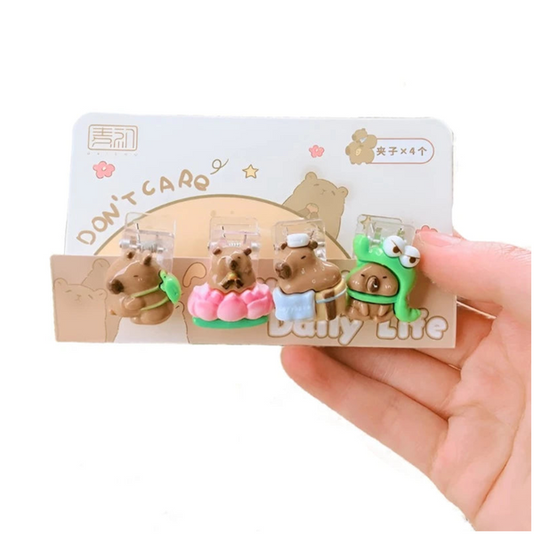 Cute Paper Clip Creative Lovely Capybara Scrapbook Journal Student Stationery Acrylic Office Binding Photo Paperclips