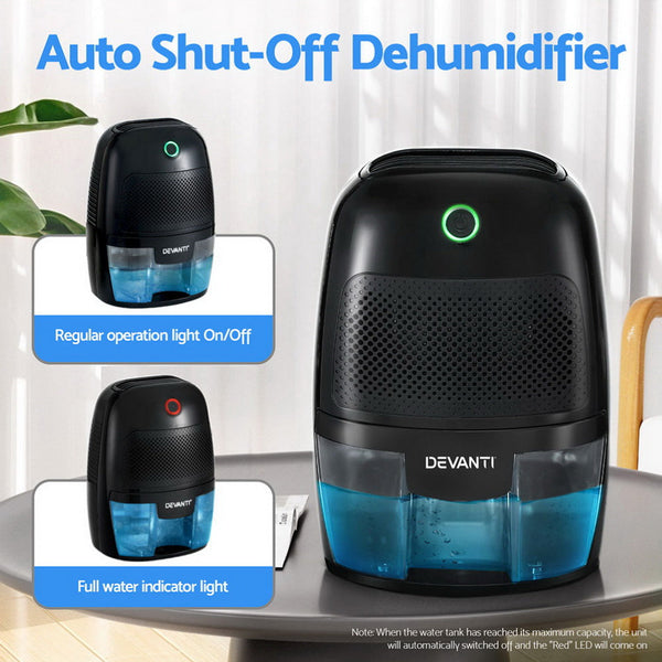 Devanti Dehumidifier 600Ml Air Purifier Black Dehumidifiers