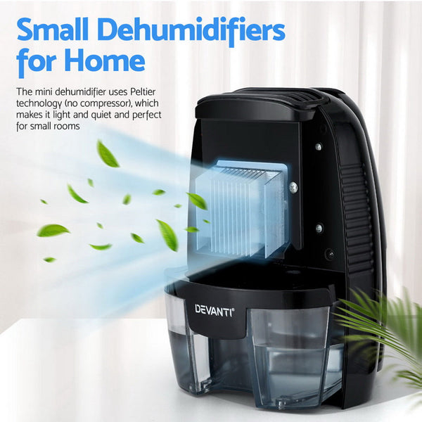 Devanti Dehumidifier 600Ml Air Purifier Black Dehumidifiers
