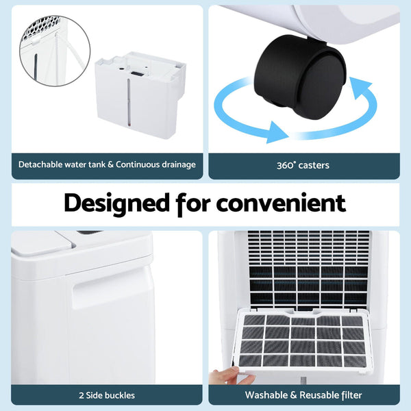 Devanti 16L Dehumidifier With 5.5L Tank White Dehumidifiers
