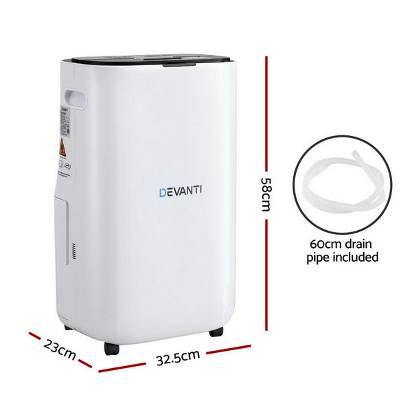 Devanti Dehumidifier 20L Air Purifier White Dehumidifiers