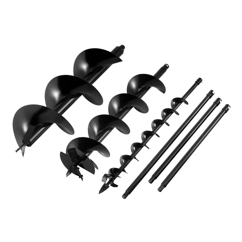 Giantz Post Hole Digger Auger Drill Bit Set 100Mm 200Mm 300Mm Carbon Steel Black Post Hole Diggers & Augers