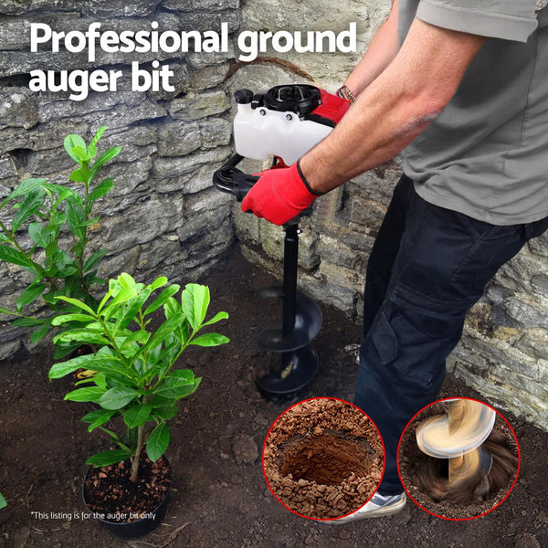 Giantz Post Hole Digger Auger Drill Bit 200Mm With 80Cm Extension Shaft Black Post Hole Diggers & Augers