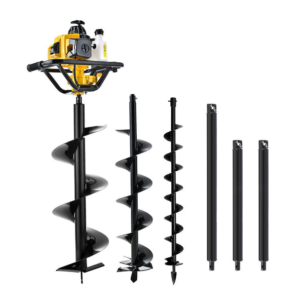 Giantz 82Cc Post Hole Digger Petrol Motor Drill Extension Auger Bits Kits Post Hole Diggers & Augers
