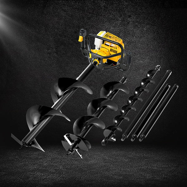 Giantz 82Cc Post Hole Digger Petrol Motor Drill Extension Auger Bits Kits Post Hole Diggers & Augers