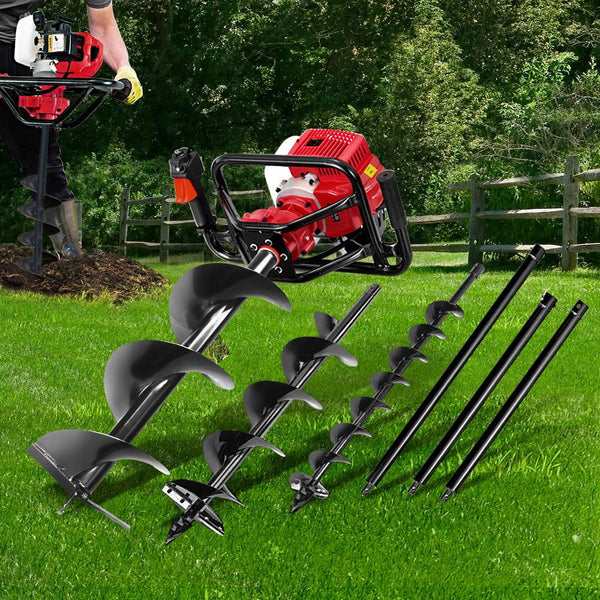 Giantz Post Hole Diggers 92Cc Petrol Extension Auger Bits Post Hole Diggers & Augers