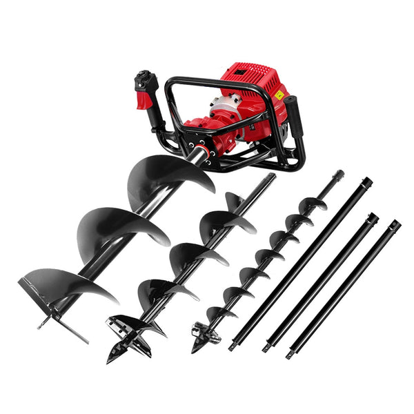 Giantz Post Hole Diggers 92Cc Petrol Extension Auger Bits Post Hole Diggers & Augers