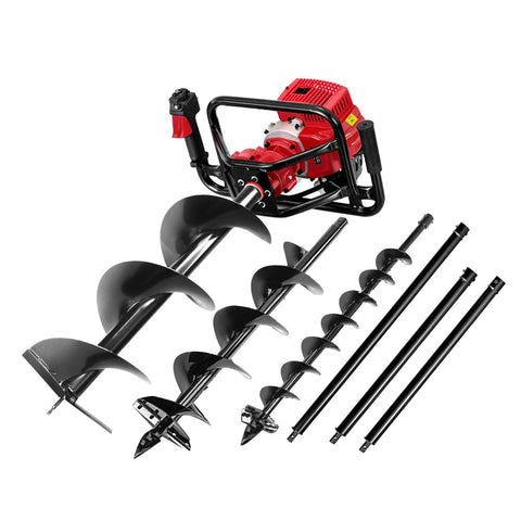 Giantz Post Hole Diggers 92Cc Petrol Digger Extension Auger Bits Post Hole Diggers & Augers