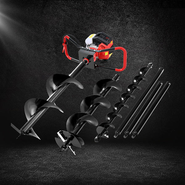 Giantz 65Cc Post Hole Digger Petrol Motor Drill Extension Auger Bits Kits Post Hole Diggers & Augers