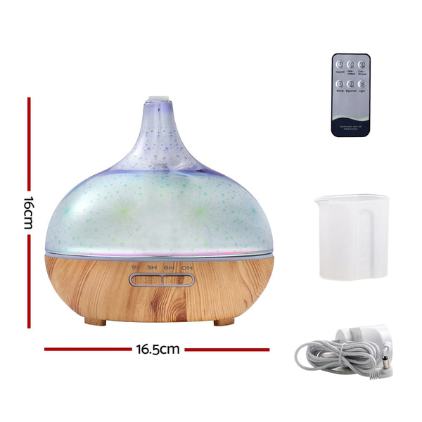 Devanti Aroma Diffuser Aromatherapy 3D Glass 400Ml Diffusers
