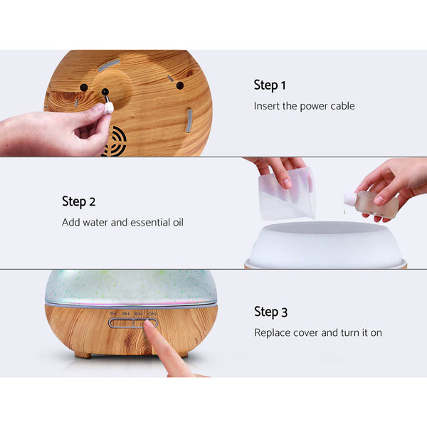 Devanti Aroma Diffuser Aromatherapy 3D Glass 400Ml Diffusers