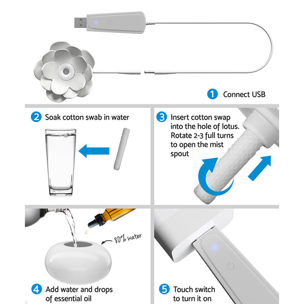 Devanti Aroma Diffuser Aromatherapy Lotus 200Ml Diffusers