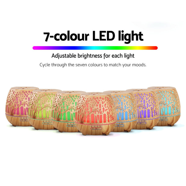 Devanti Aroma Diffuser Aromatherapy Wood Grain 400Ml Diffusers