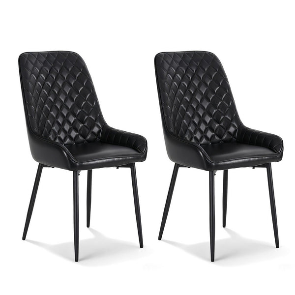 Artiss 2X Retro Pu Leather Kitchen Lounge Cafe Accent Black Dining Chairs
