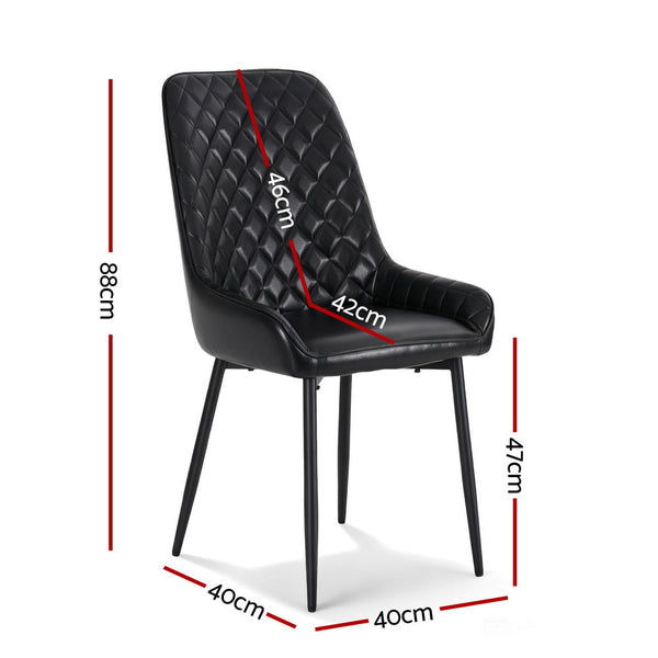 Artiss 2X Retro Pu Leather Kitchen Lounge Cafe Accent Black Dining Chairs