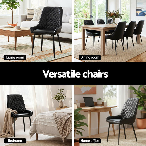 Artiss 2X Retro Pu Leather Kitchen Lounge Cafe Accent Black Dining Chairs