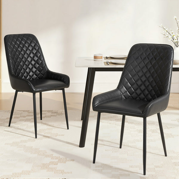 Artiss 2X Retro Pu Leather Kitchen Lounge Cafe Accent Black Dining Chairs