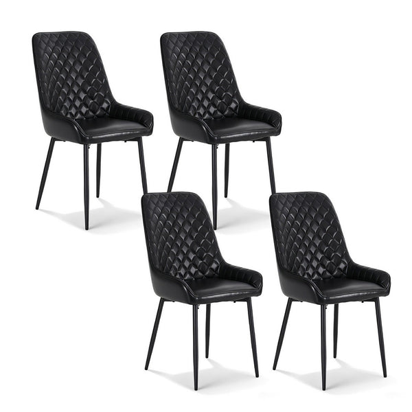 Artiss 4X Retro Pu Leather Kitchen Lounge Cafe Accent Black Dining Chairs