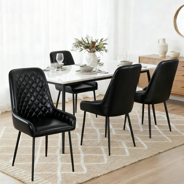 Artiss 4X Retro Pu Leather Kitchen Lounge Cafe Accent Black Dining Chairs