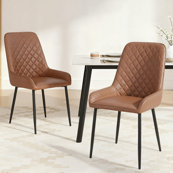 Artiss 2X Retro Pu Leather Kitchen Lounge Cafe Accent Brown Dining Chairs