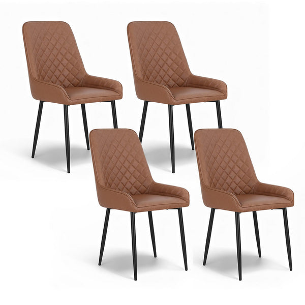 Artiss 4X Retro Pu Leather Kitchen Lounge Cafe Accent Brown Dining Chairs