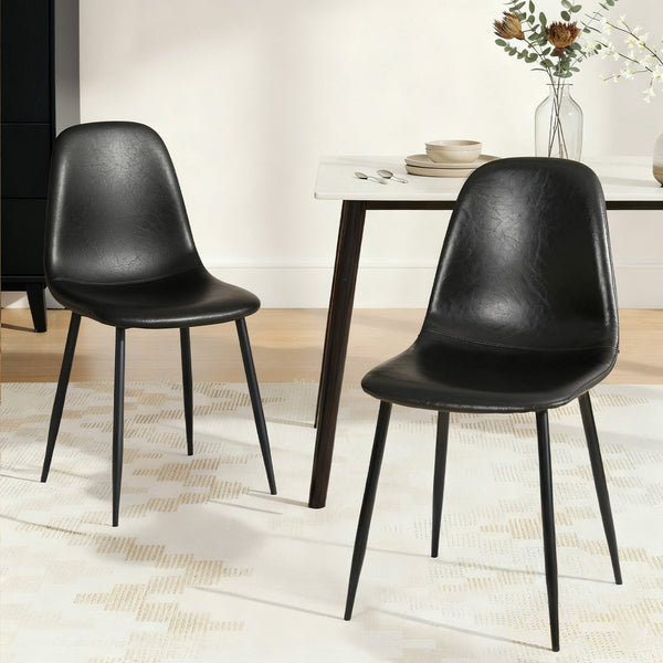 Artiss 2X Retro Pu Leather Kitchen Lounge Cafe Accent Chair Black Dining Chairs