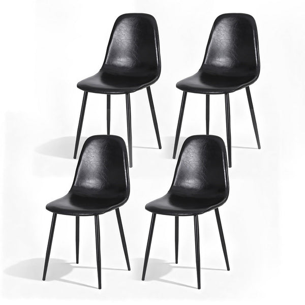 Artiss 4X Retro Pu Leather Kitchen Lounge Cafe Accent Black Dining Chairs
