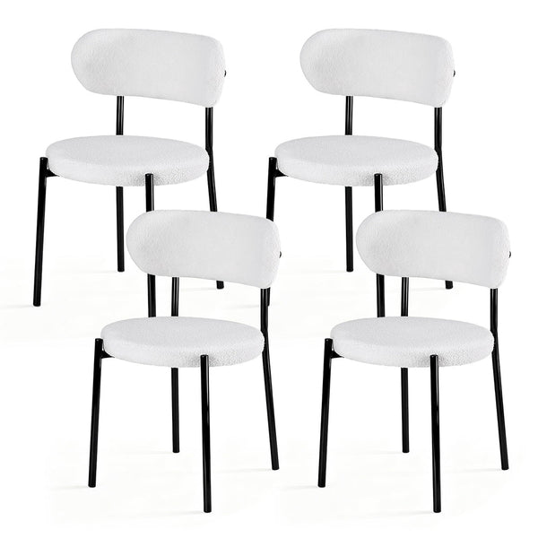 Artiss Set Of 4 Sherpa Boucle White Dining Chairs