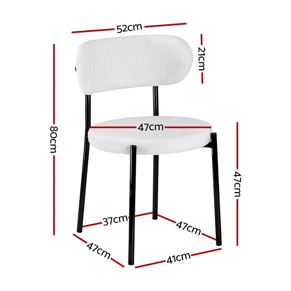 Artiss Set Of 4 Sherpa Boucle White Dining Chairs