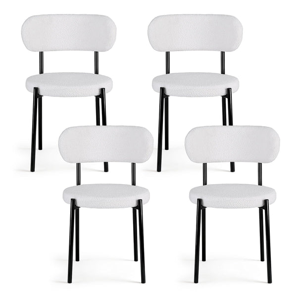 Artiss Set Of 4 Sherpa Boucle White Dining Chairs