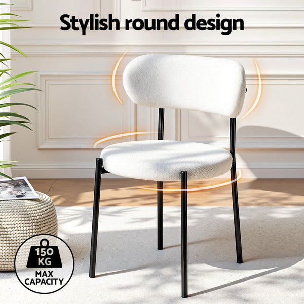 Artiss Set Of 4 Sherpa Boucle White Dining Chairs