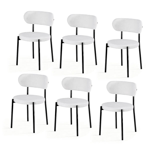 Artiss Set Of 6 White Sherpa Boucle Dining Chairs