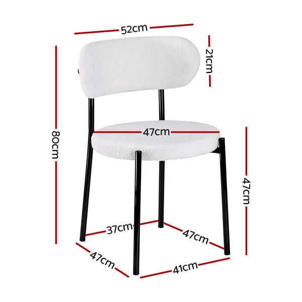 Artiss Set Of 6 White Sherpa Boucle Dining Chairs