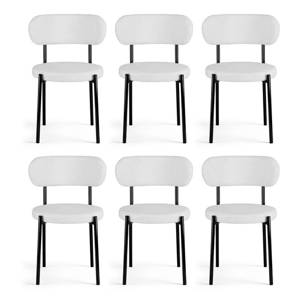 Artiss Set Of 6 White Sherpa Boucle Dining Chairs