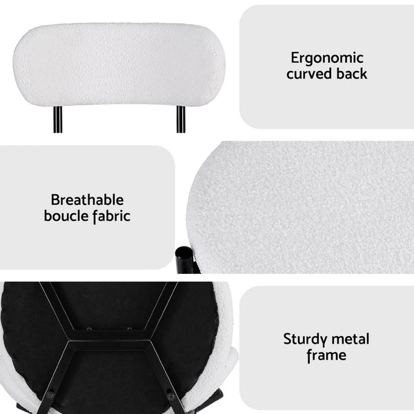 Artiss Set Of 6 White Sherpa Boucle Dining Chairs