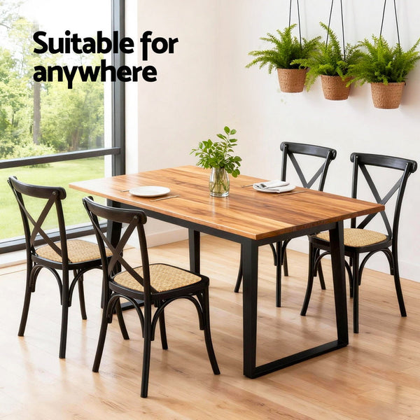 Artiss 2X Rattan Wooden Kitchen Accent Cafe Lounge Rubber Dining Chairs
