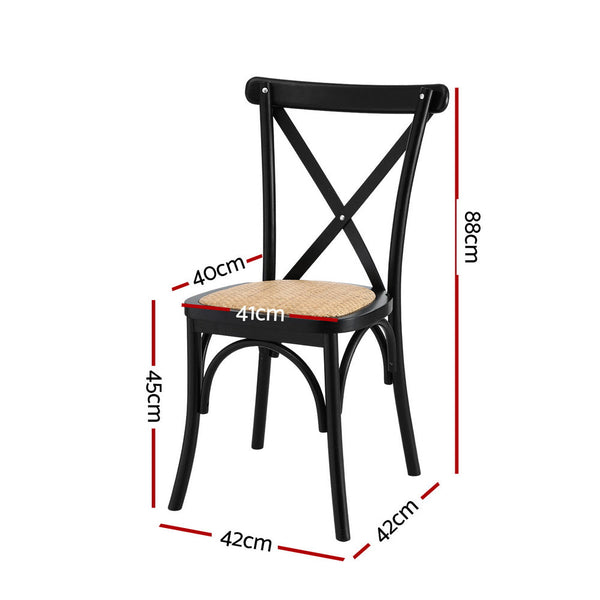 Artiss 4X Rattan Wooden Kitchen Accent Cafe Lounge Rubber Dining Chairs