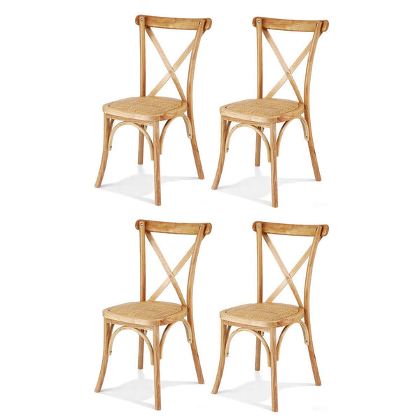 Artiss 4X Rattan Wooden Kitchen Accent Cafe Lounge Rubber Dining Chairs