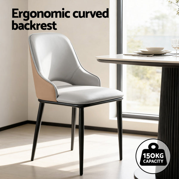 Artiss 1X Dining Chair Hollow Pu Leather Kitchen Lounge Cafe Accent Chairs Grey Dining Chairs