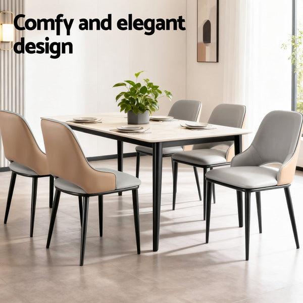 Artiss 1X Dining Chair Hollow Pu Leather Kitchen Lounge Cafe Accent Chairs Grey Dining Chairs