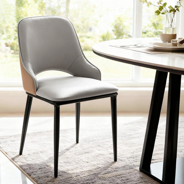 Artiss 1X Dining Chair Hollow Pu Leather Kitchen Lounge Cafe Accent Chairs Grey Dining Chairs