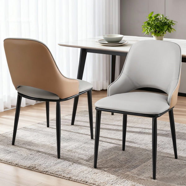 Artiss 2X Hollow Pu Leather Kitchen Lounge Cafe Accent Grey Dining Chairs