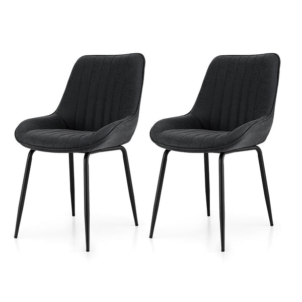 Artiss 2X Retro Pu Leather Kitchen Lounge Cafe Accent Black Dining Chairs
